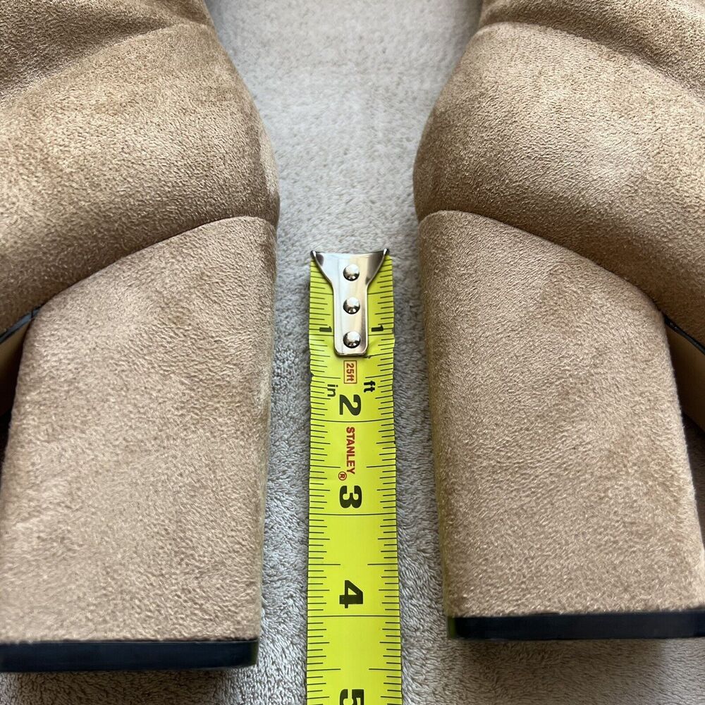 Marc Fisher LTD Larry Sock Ankle Boot Women 9 M Tan Faux Suede Pointed Toe Block - Picture 7 of 15